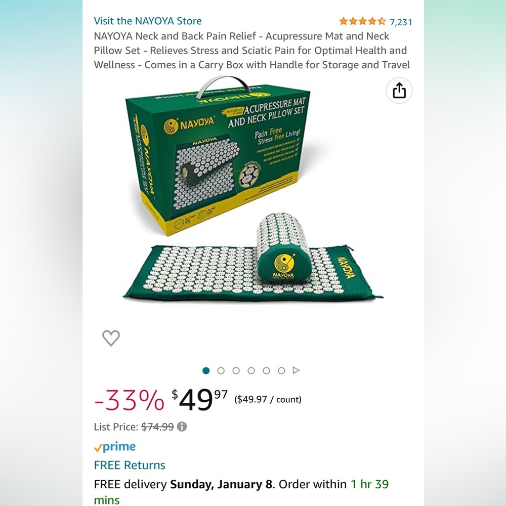 Acupressure mat and pillow - NEW!